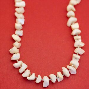 26 inch, Vintage Mother of Pearl White Beaded Necklace - F44